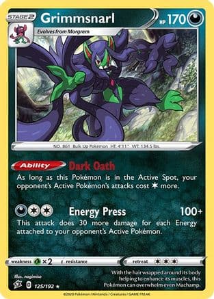 Grimmsnarl 125/192 - SWSH02 Rebel Clash Reverse Holofoil