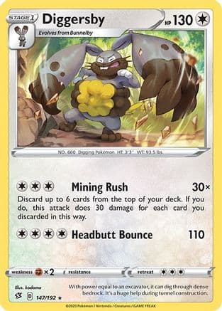 Diggersby - Reverse Holofoil SWSH02 Rebel Clash - Rare