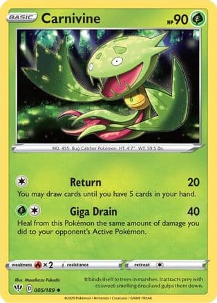 Carnivine 005/189 - SWSH03 Darkness Ablaze Reverse Holofoil