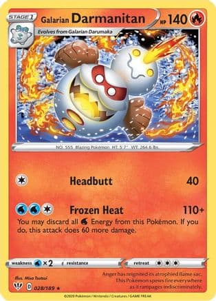 Galarian Darmanitan 028/189 - SWSH03 Darkness Ablaze Reverse Holofoil