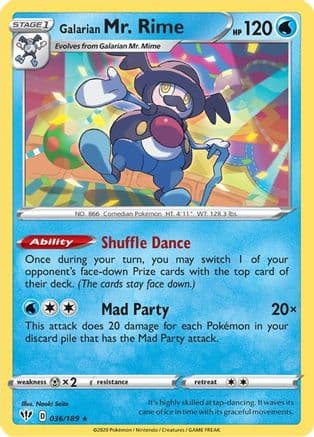 Galarian Mr. Rime 036/189 - SWSH03 Darkness Ablaze Reverse Holofoil