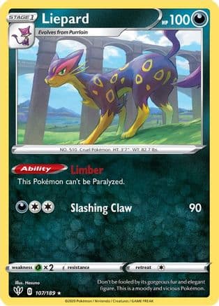Liepard 107/189 - SWSH03 Darkness Ablaze Reverse Holofoil