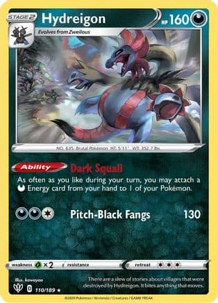 Hydreigon 110 - Reverse Holofoil SWSH03 Darkness Ablaze - Rare
