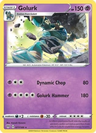 Golurk 077/189 - SWSH03 Darkness Ablaze Reverse Holofoil