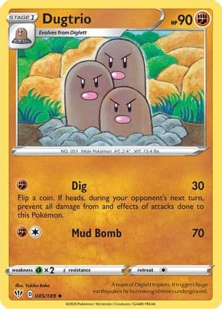 Dugtrio 085/189 - SWSH03 Darkness Ablaze Reverse Holofoil
