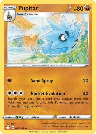 Pupitar 087/189 - SWSH03 Darkness Ablaze Reverse Holofoil