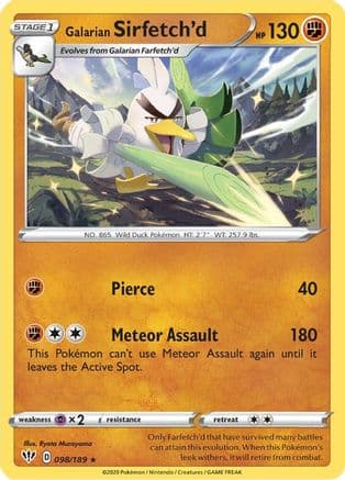 Galarian Sirfetch'd 098/189 - SWSH03 Darkness Ablaze Reverse Holofoil