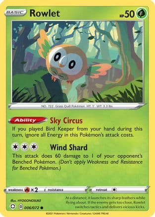 Rowlet 006/72 - Shining Fates Reverse Holofoil