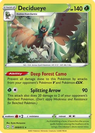 Decidueye 008/72 - Shining Fates Reverse Holofoil