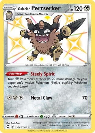 Galarian Perrserker SV087/122 - Shining Fates Shiny Vault Holofoil