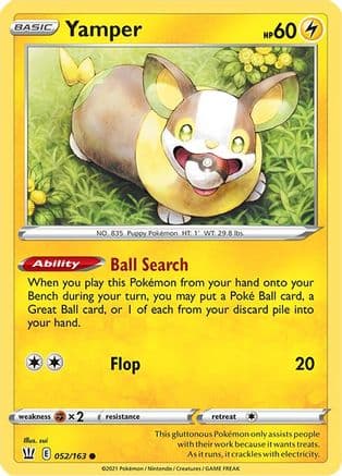 Yamper 052/163 - SWSH05 Battle Styles Reverse Holofoil