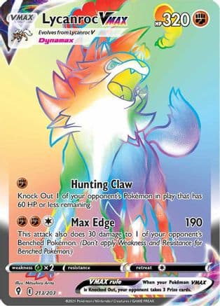 Lycanroc VMAX (Secret) 213 - Holofoil SWSH07 Evolving Skies - Secret Rare