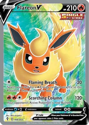 Flareon V (Full Art) 169 - Holofoil SWSH07 Evolving Skies - Ultra Rare