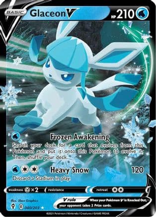 Glaceon V 040 - Holofoil SWSH07 Evolving Skies - Ultra Rare
