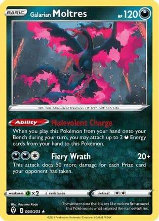 Galarian Moltres 093/203 - SWSH07 Evolving Skies Holofoil