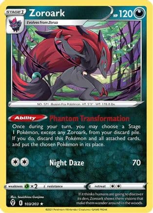Zoroark 103 - Holofoil SWSH07 Evolving Skies - Holo Rare