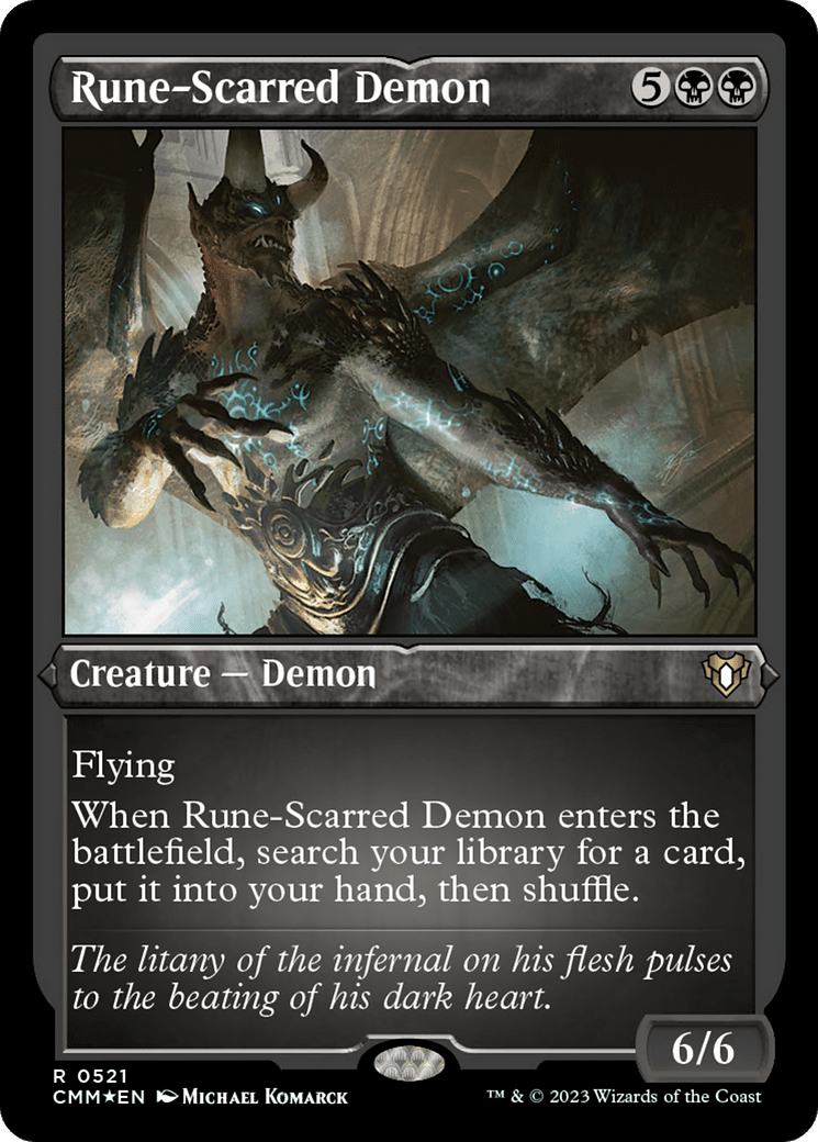 Rune-Scarred Demon (CMM-521) - Commander Masters Etched Foil