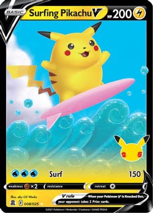 Surfing Pikachu V 008/25 - Celebrations Holofoil