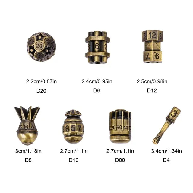 RPG Dice Set | Metal | Ancient Bomb | Bronze