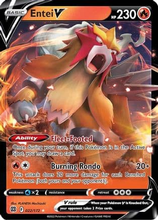 Entei V 022/172 - SWSH09 Brilliant Stars Holofoil