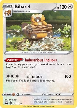 Bibarel 121/172 - SWSH09 Brilliant Stars Reverse Holofoil