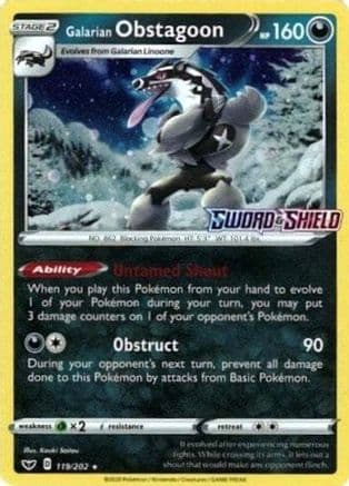 Galarian Obstagoon (Cosmos Holo) 119/202 - Miscellaneous Cards & Products Holofoil