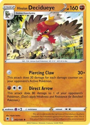 Hisuian Decidueye 082/189 - SWSH10 Astral Radiance Reverse Holofoil