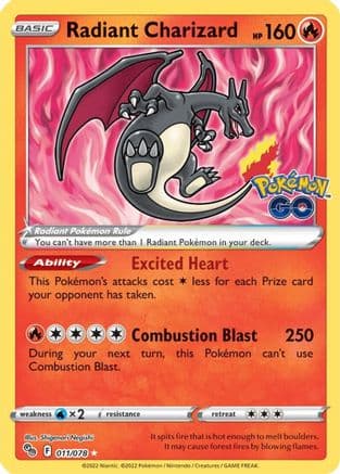 Radiant Charizard 011/78 - Pokemon GO Holofoil