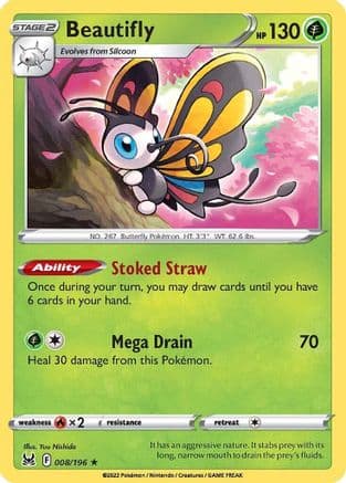 Beautifly 008/196 - SWSH11 Lost Origin Holofoil