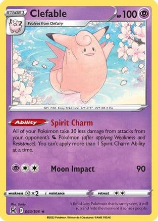 Clefable 063/196 - SWSH11 Lost Origin Reverse Holofoil