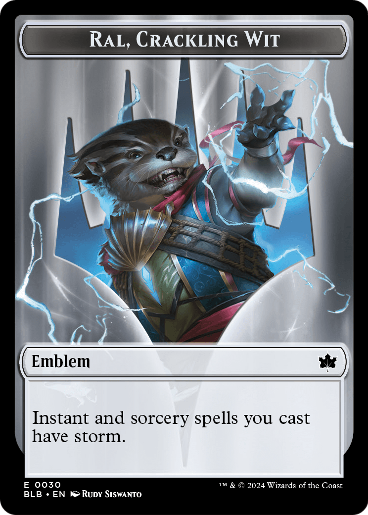 Ral, Crackling Wit Emblem (TBLB-030) - Bloomburrow Tokens