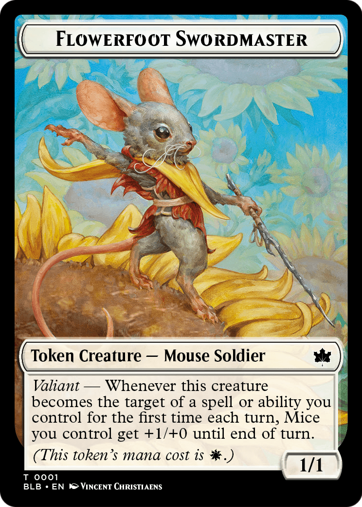 Flowerfoot Swordmaster (TBLB-001) - Bloomburrow Tokens
