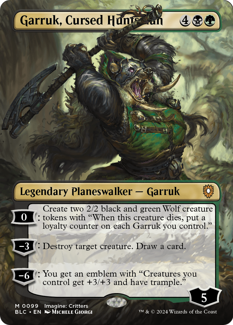 Garruk, Cursed Huntsman (BLC-099) - Bloomburrow Commander (Borderless) Foil