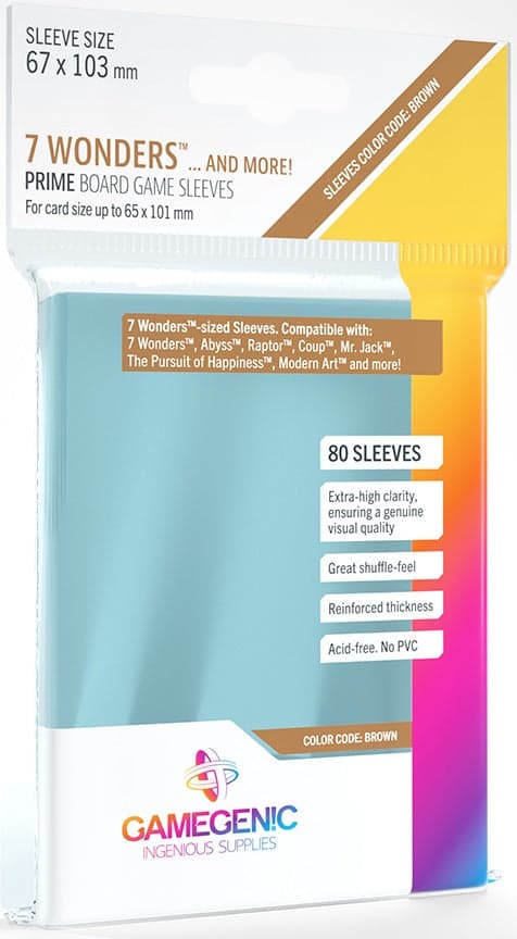 Gamegenic | Board Game Sleeves | Prime | 7 Wonders/Abyss Size (67 x 103mm) - 80ct