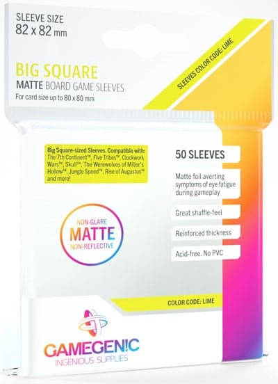 Gamegenic | Board Game Sleeves | Matte | Big Square Size (82 x 82mm) - 50ct