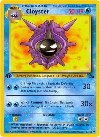 Cloyster 032/62 - Fossil 1st Edition