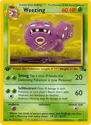 Weezing 045/62 - Fossil 1st Edition