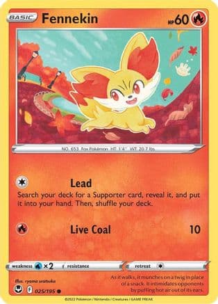 Fennekin 025/195 - SWSH12 Silver Tempest Reverse Holofoil