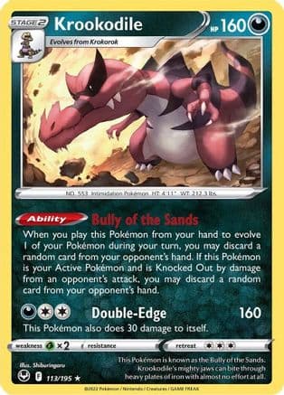 Krookodile 113/195 - SWSH12 Silver Tempest Reverse Holofoil
