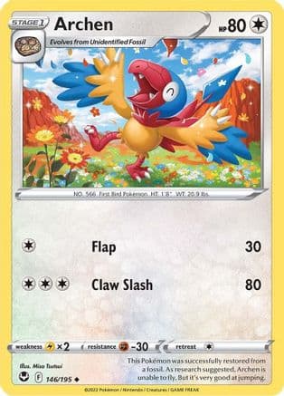Archen 146 - Reverse Holofoil SWSH12 Silver Tempest - Uncommon