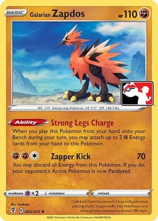Galarian Zapdos 82- Prize Pack Series Cards