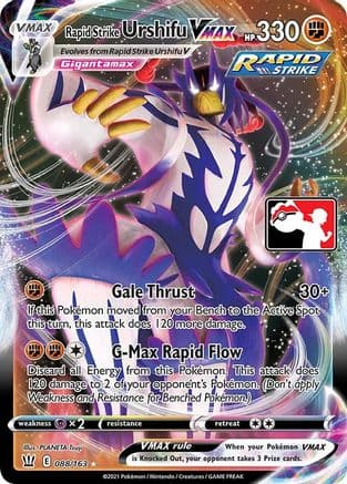 Rapid Strike Urshifu VMAX 88- Prize Pack Series Cards Holofoil