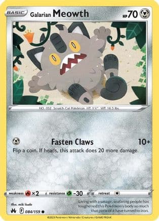 Galarian Meowth 084/159 - SWSH Crown Zenith Reverse Holofoil