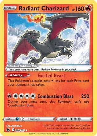 Radiant Charizard 020 - Holofoil Crown Zenith - Radiant Rare