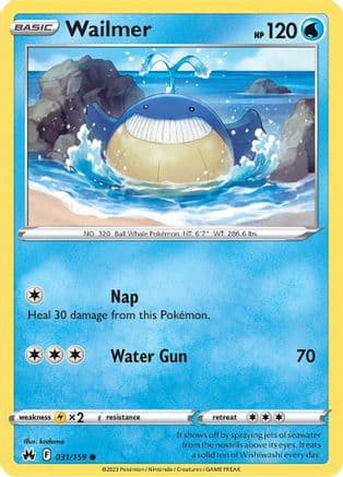 Wailmer 031/159 - SWSH Crown Zenith Reverse Holofoil