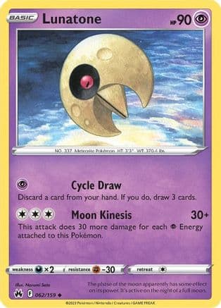 Lunatone 062/159 - SWSH Crown Zenith Reverse Holofoil
