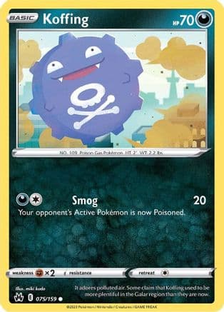 Koffing 075 - Reverse Holofoil Crown Zenith - Common