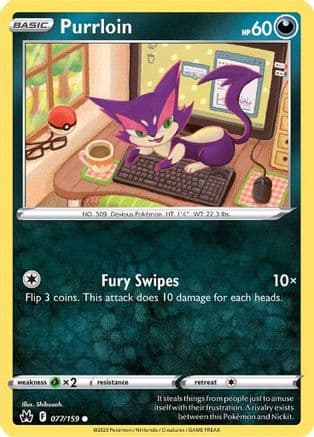 Purrloin 077/159 - SWSH Crown Zenith Reverse Holofoil
