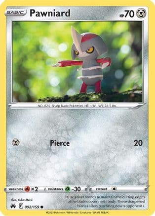 Pawniard 092/159 - SWSH Crown Zenith Reverse Holofoil
