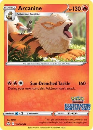 Arcanine (Illustration Contest 2022) SWSH304- SWSH Sword & Shield Promo Cards